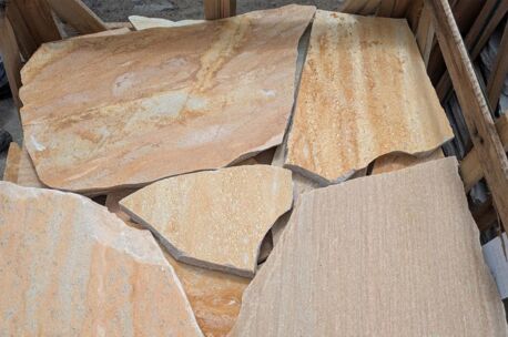 Flagstone kwartsiet yellow Flagstone Kwartsiet Yellow 2.5/4 cm dikte 4-7 st/m² 85 kg/m²