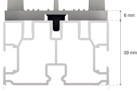 Grad StoneRail aluminium zonder clips  360x6.3x3.9 cm
