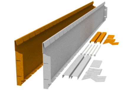 CorTen staal flexline 216x24x0.34 cm incl 5 nagels, 2 paaltjes, 4 sch