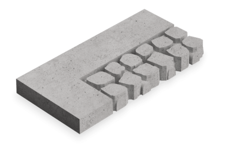 C5 Cobbles Border Corner R Cobbles Grijs 125x62,5x12 cm Boord rechts hoekstuk