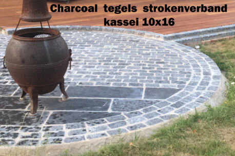 charcoal kassei 10x16 en tegels Charcoal kassei 10x16x5/7 getrommeld 54st/m²