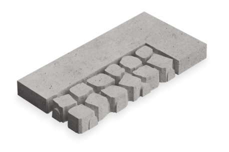 Cobbles Grijs 125x62,5x12 cm  Boord links hoekstuk